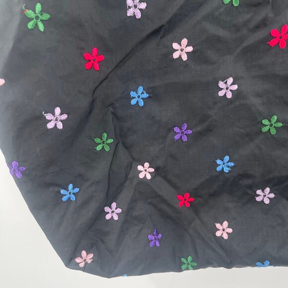 LESPORTSAC Bag Flower Embroidery Black Zipper Tote Lightweight Travel MultiColor - Picture 10 of 16